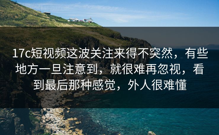 17c短视频这波关注来得不突然，有些地方一旦注意到，就很难再忽视，看到最后那种感觉，外人很难懂