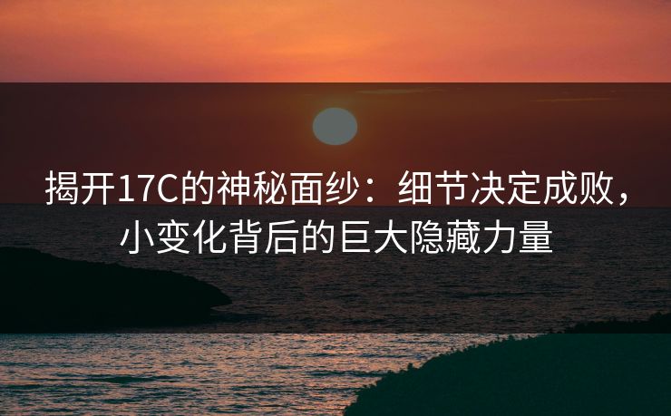 揭开17C的神秘面纱：细节决定成败，小变化背后的巨大隐藏力量