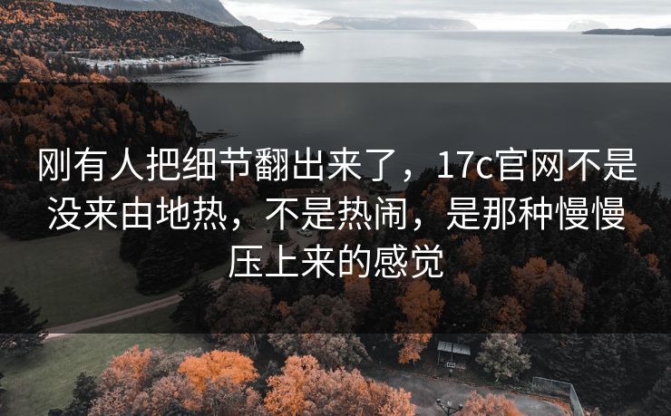 刚有人把细节翻出来了，17c官网不是没来由地热，不是热闹，是那种慢慢压上来的感觉