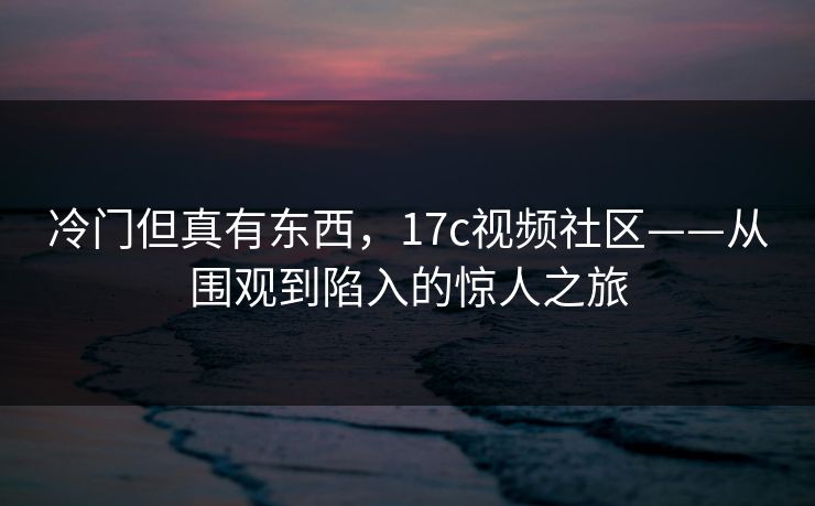 冷门但真有东西，17c视频社区——从围观到陷入的惊人之旅