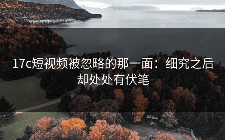17c短视频被忽略的那一面：细究之后却处处有伏笔