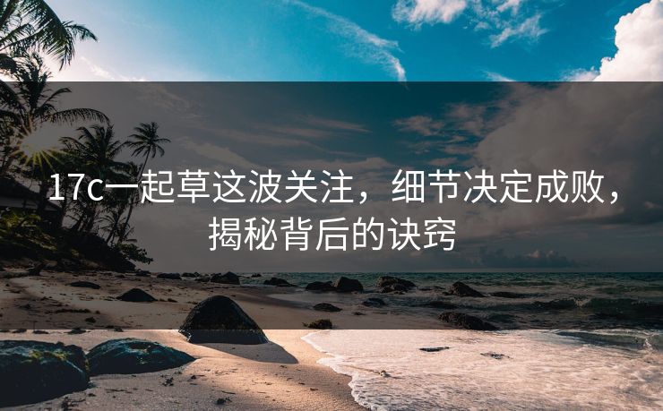 17c一起草这波关注,细节决定成败,揭秘背后的诀窍 17c一起草这波关注,细节决定成败,揭秘背后的诀窍