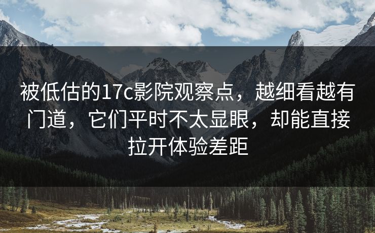 被低估的17c影院观察点，越细看越有门道，它们平时不太显眼，却能直接拉开体验差距