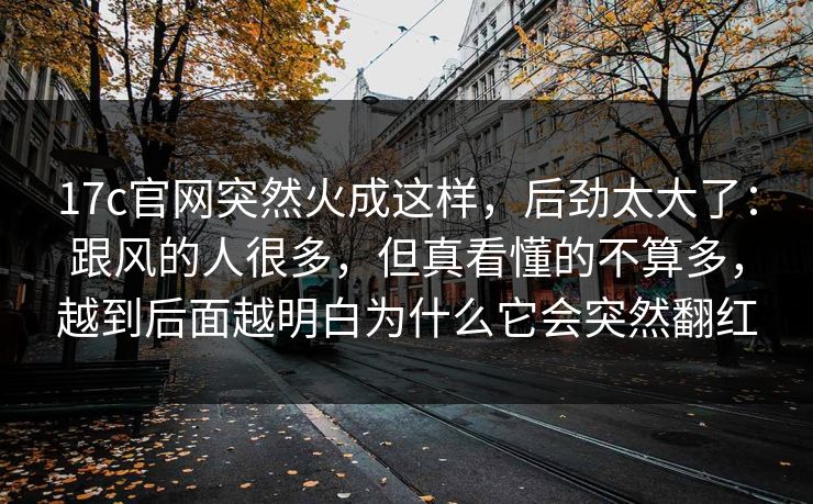 17c官网突然火成这样，后劲太大了：跟风的人很多，但真看懂的不算多，越到后面越明白为什么它会突然翻红