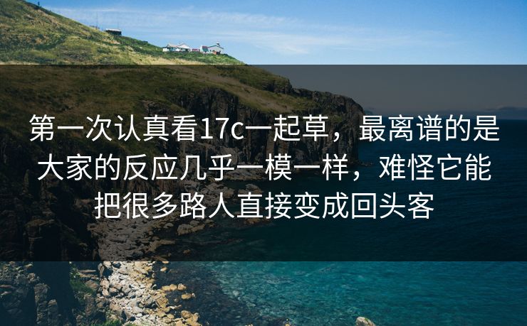 第一次认真看17c一起草，最离谱的是大家的反应几乎一模一样，难怪它能把很多路人直接变成回头客
