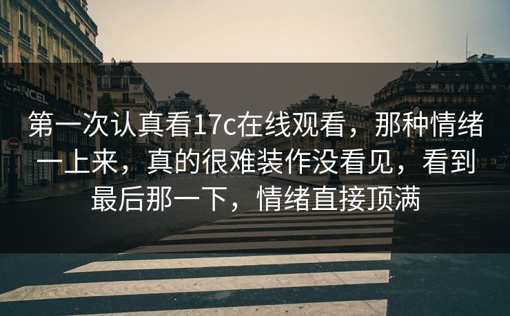 第一次认真看17c在线观看，那种情绪一上来，真的很难装作没看见，看到最后那一下，情绪直接顶满
